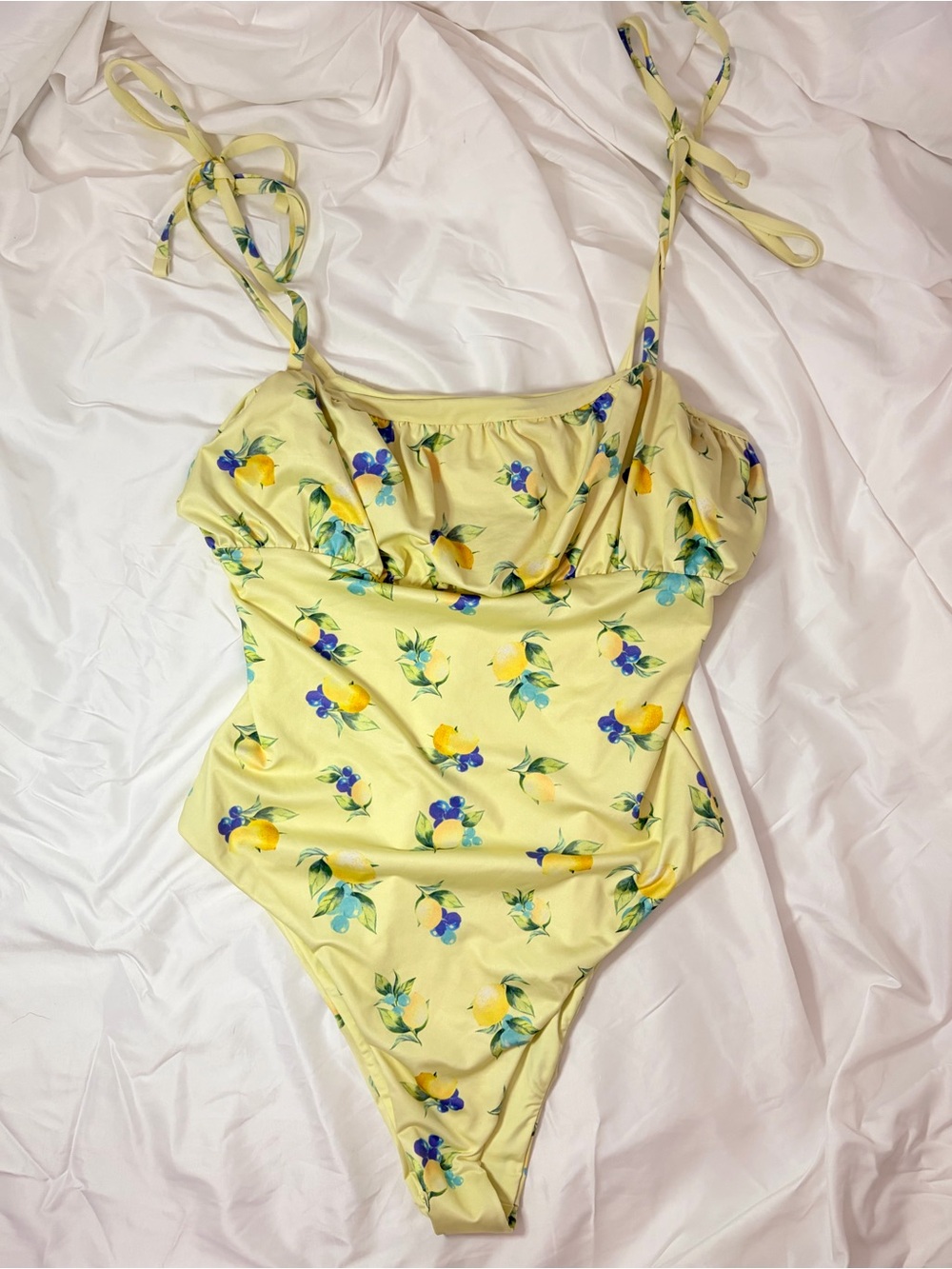 ASOS Yellow Floral One-Piece Lemmon blueberry Swimsuit